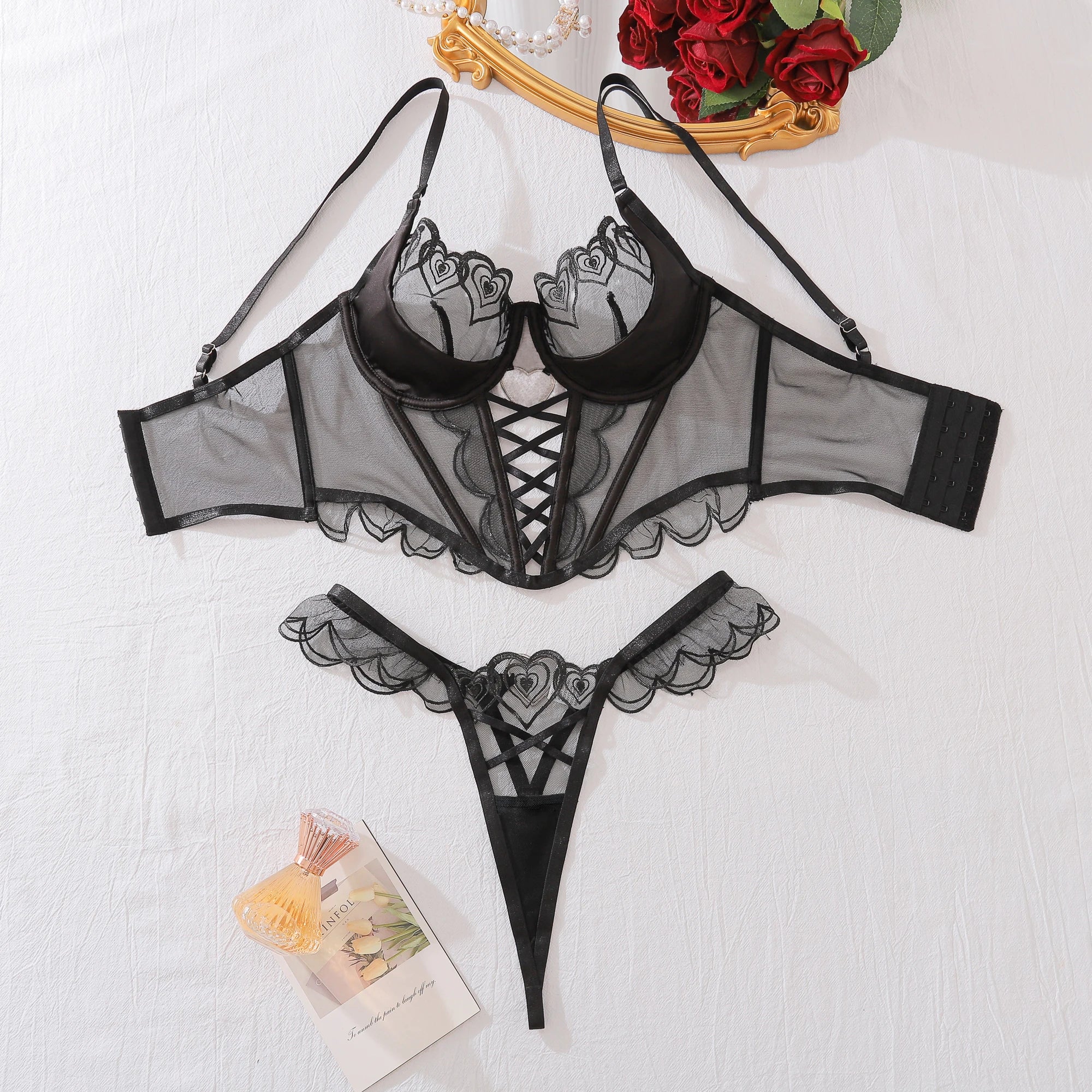 Lencería Mujer Bordado Floral Transparente Séduzé